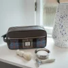 Men's Wash Bag Blue Brown Harris Tweed