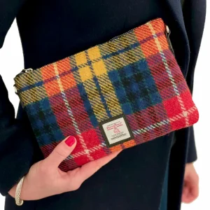 Yellow Harris Tweed Zip Purse Bag