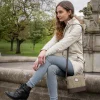 Square Shoulder Bag in Green Herringbone