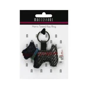 Scottie Dog Charm Blue Check Harris Tweed