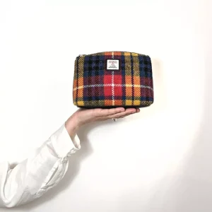 Cosmetic Bag in Saffron yellow Harris Tweed
