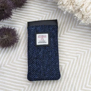 Glasses Case in Blue Herringbone Harris Tweed