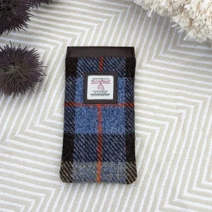 Glasses Case in Blue Brown Harris Tweed
