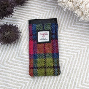 Sunglasses Case in Blue Pink Harris Tweed