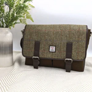 Country Green Harris Tweed Messenger Bag