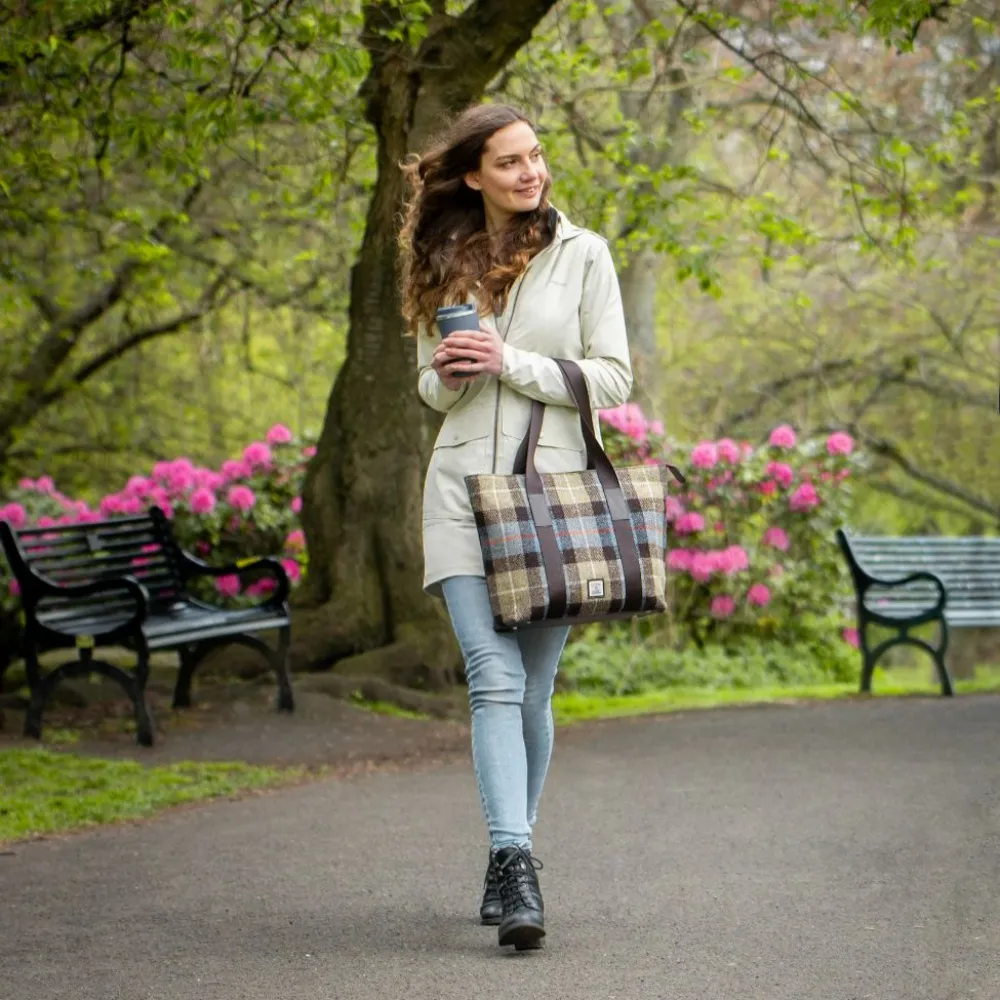 Shopper Bag Harris Tweed Blue Brown Check
