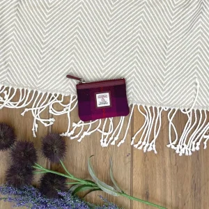 Coin Purse in Purple Check Harris Tweed