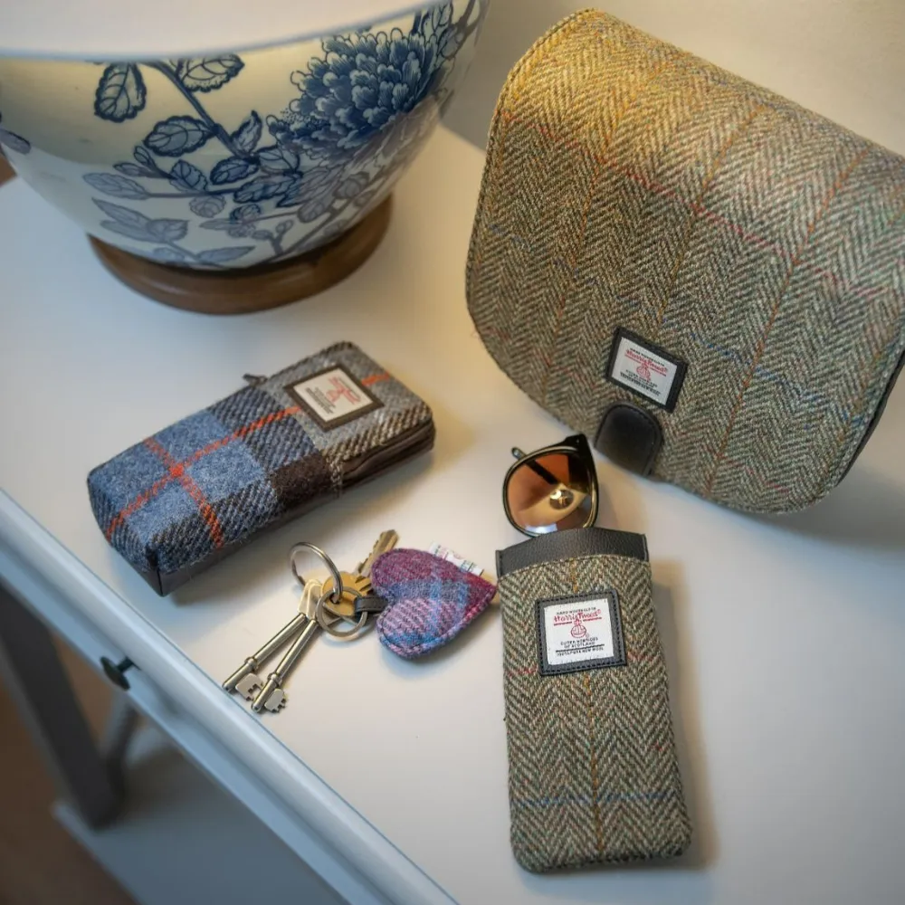 Glasses Sleeve Double Glasses Sleeve Crossbody Bag Heart Keyinr Harris Tweed