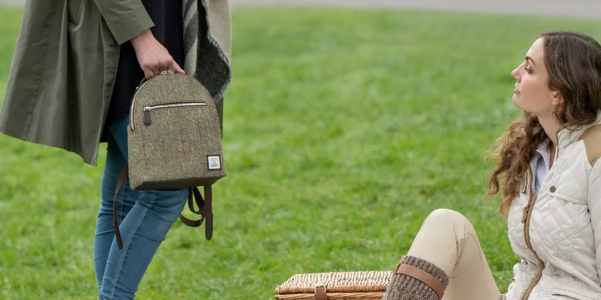 Green Herringbone Backpack