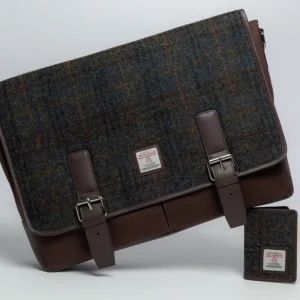 Harris Tweed Laptop Messenger and Wallet