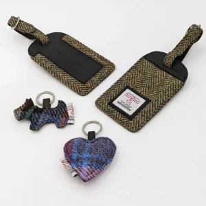 Travel Tags and Keyrings in Harris Tweed