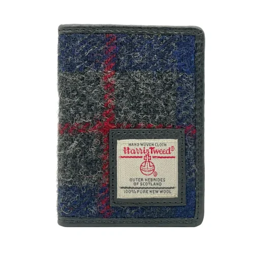 Men's Blue Check Card Holder Wallet