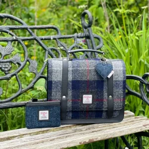 Mini Messenger, Coin Purse and Heart Keyring in Harris Tweed
