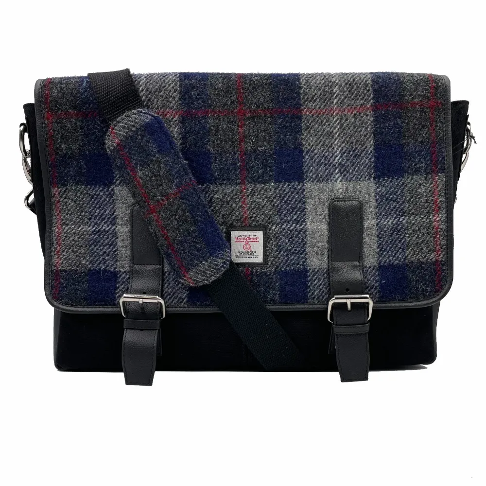 Blue Check on Messenger Bag for Men