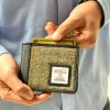 Green Herringbone Tweed Bifold Wallet for Men