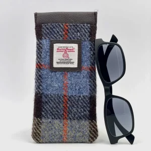 Blue brown Check Sunglasses Case