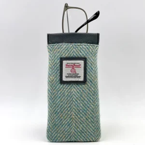 Turquoise Herringbone Glasses Case