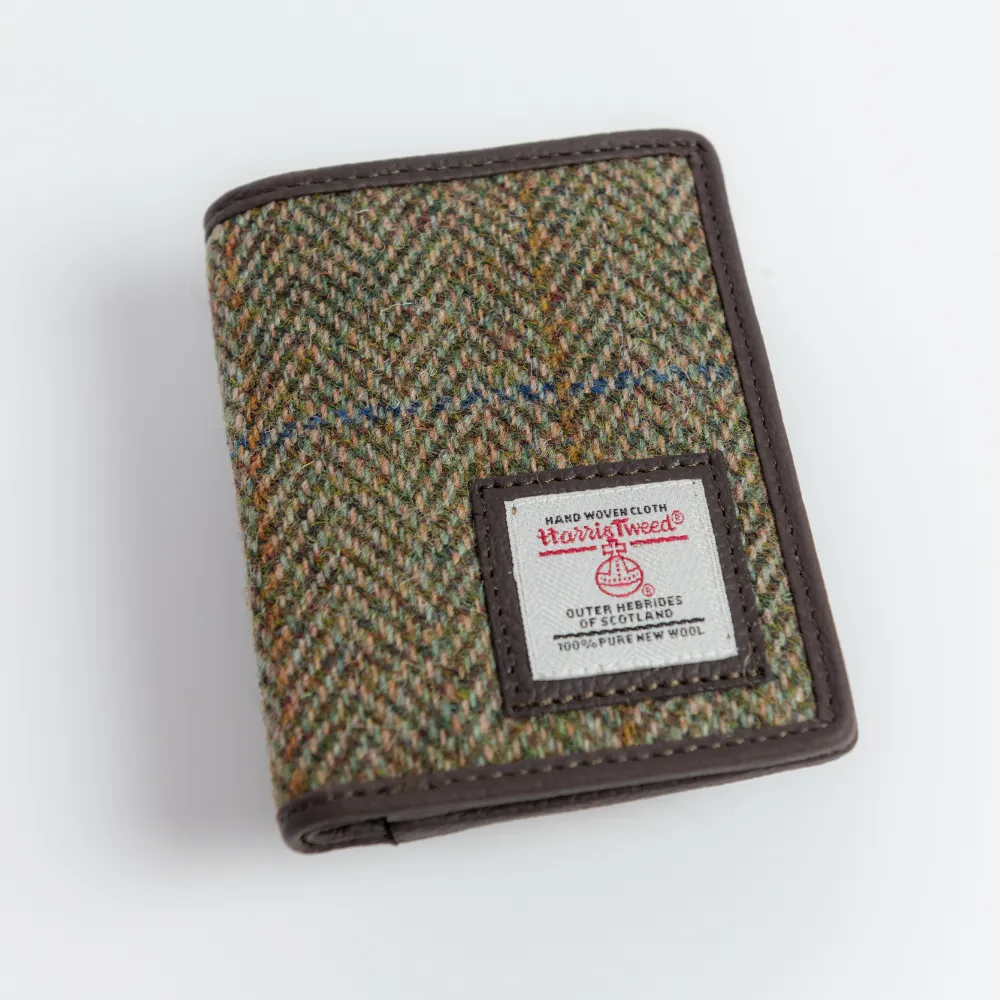 Green Herringbone Blue Slim Bifold Wallet
