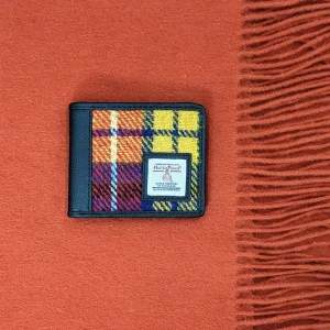 Men's Scarf and Wallet Gift Set in Burnt Orange and Saffron Yellow Harris Tweed