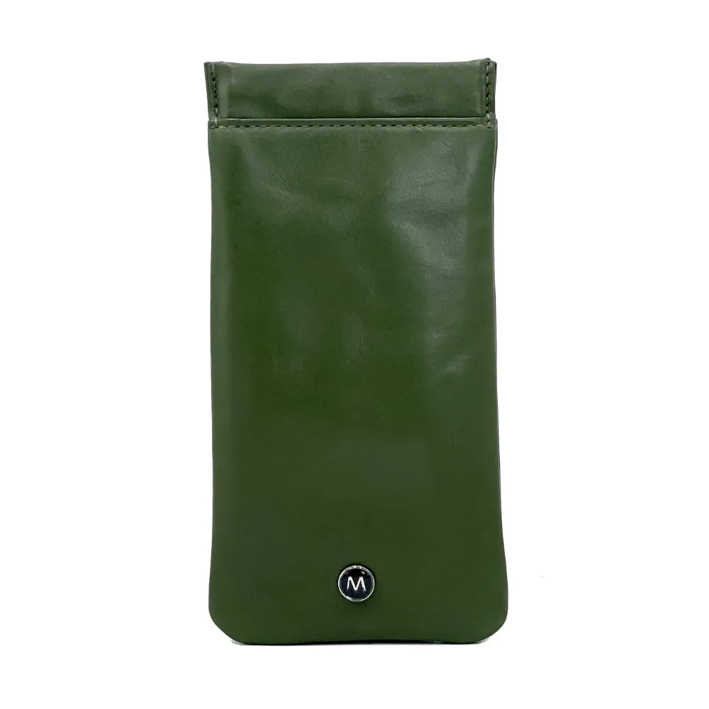 Olive Green fine milled Italian Nappa Leather Glasses Case
