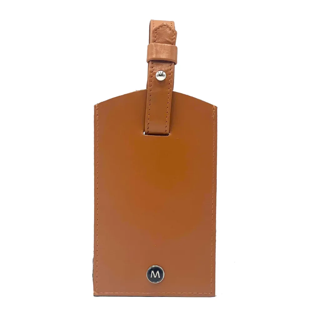 Tan Italian Leather Luggage Tag
