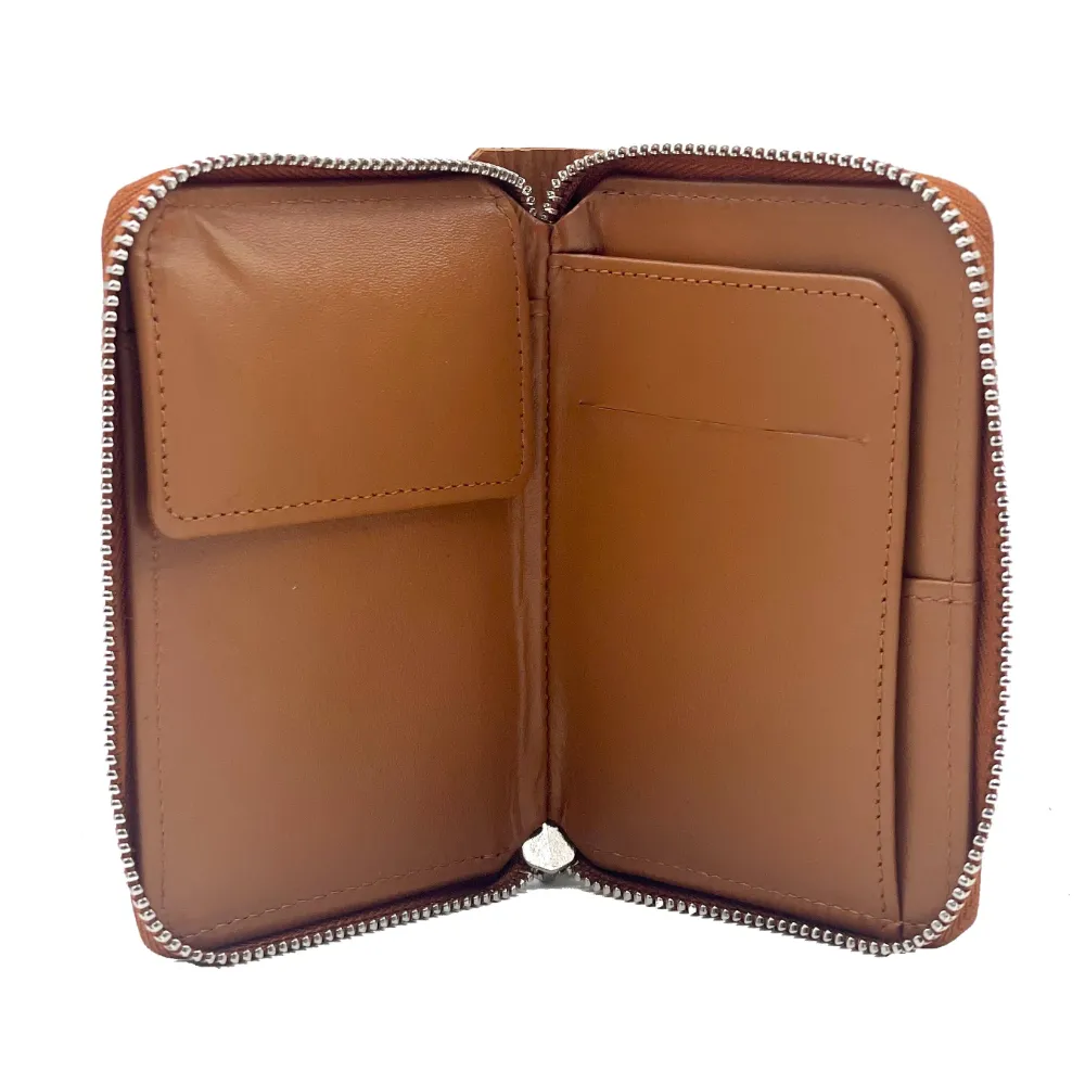 Inside of Tan Italian Leather Zip Wallet
