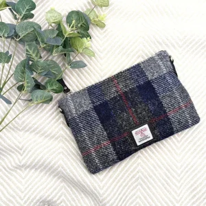 Blue Check Harris Tweed Clutch Bag