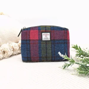 Blue Pink Harris Tweed Cosmetic Bag