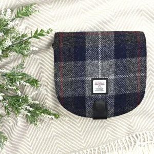 Blue Check Harris Tweed Crossbody Bag