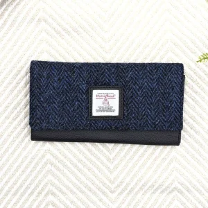 Ladies Envelope Purse in Blue Herringbone Harris Tweed