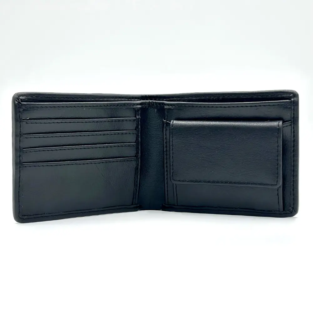 Harris Tweed Bifold Coin Wallet black trim inside