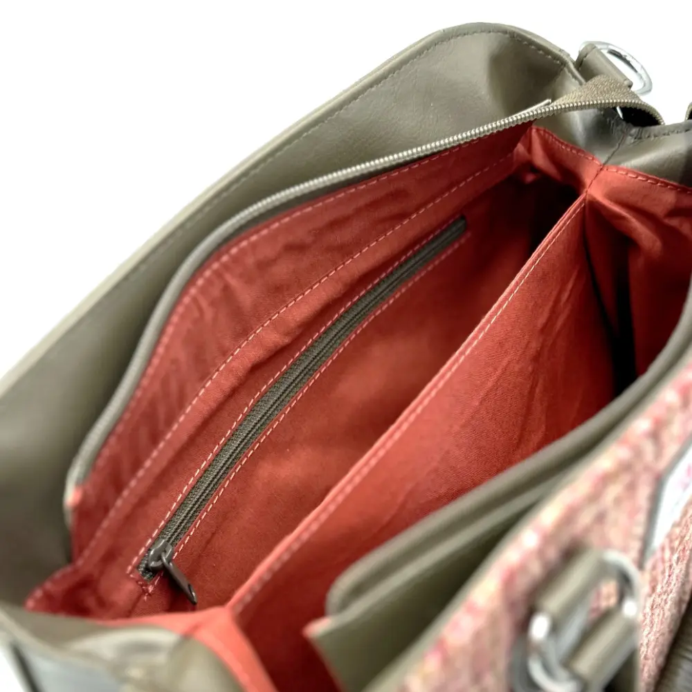 Harris Tweed Top Handle Bag Maple inside 2